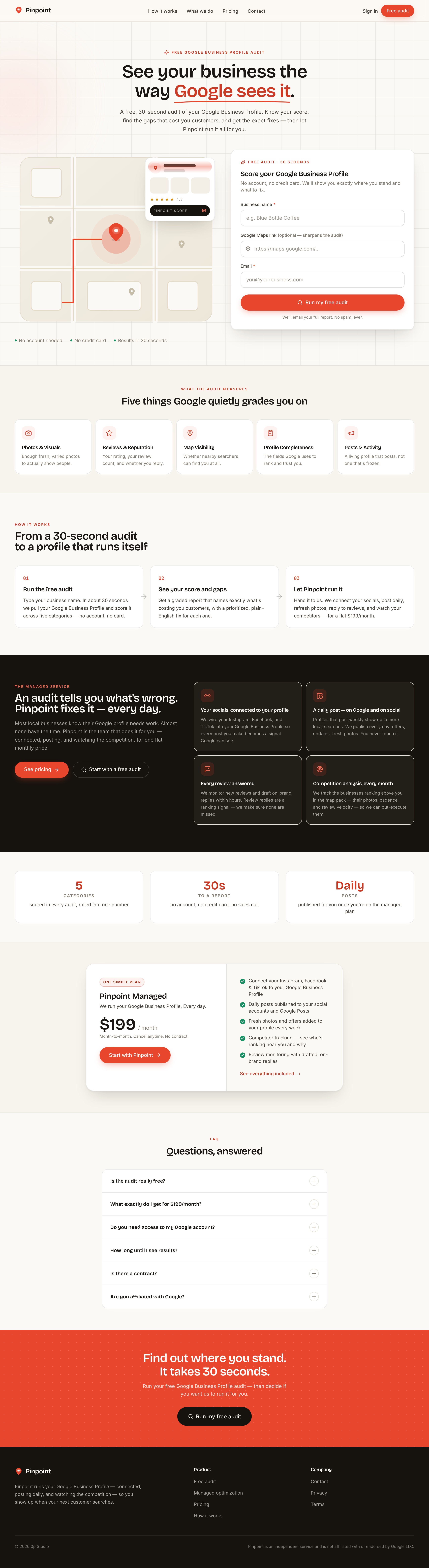 Pinpoint storefront, full page